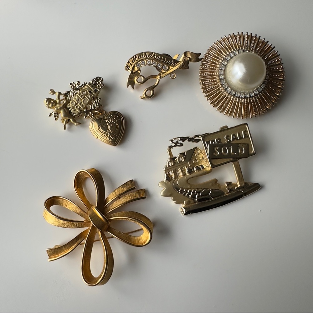 Vintage Lot of 5 Brooch Pin